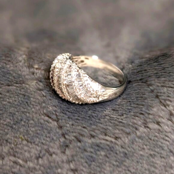 NWOT Sterling Silver and Cubic Zirconia Domed Cocktail Ring - Picture 3 of 14